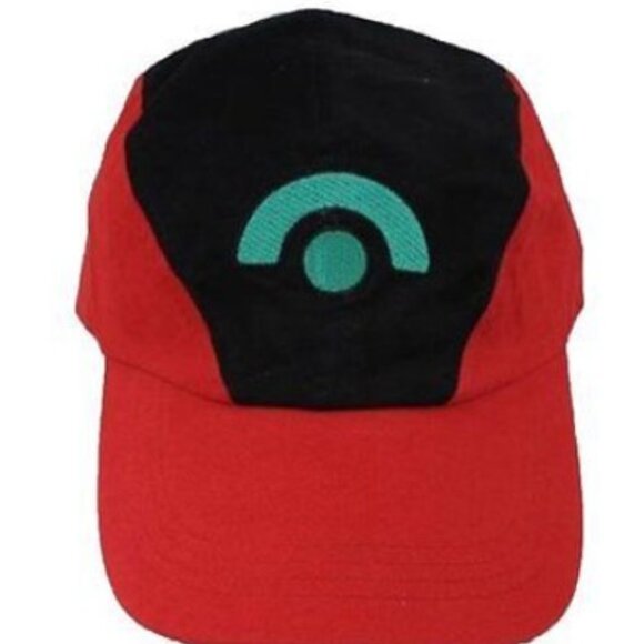 Anime Trainer Style Red & Black Adjustable Baseball Cap Green Logo - Picture 2 of 3